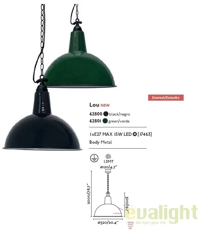 Pendul design Industrial Style 52cm LOU verde 62801