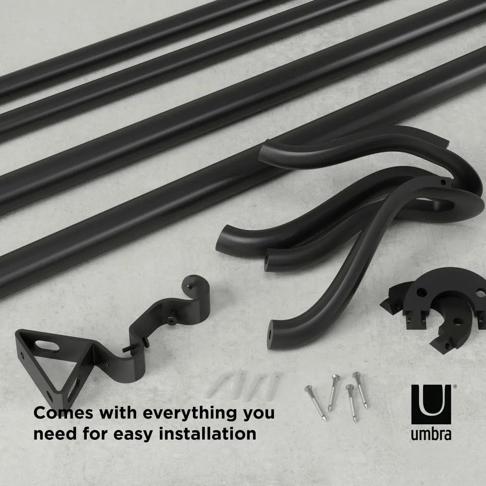 Galerie de perdea extensibilă 107-305 cm din oțel Midnight – Umbra