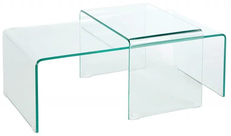 Set de 2 masute moderne din sticla transparenta Fantome