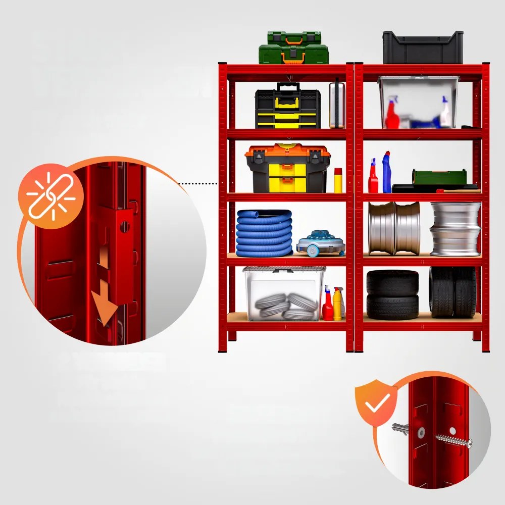 Raft cu capacitate mare HEAVY, max. 875 kg, 90×40×180 cm, roșu Monzana