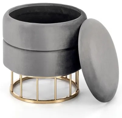 Taburet MINTY d. 37 cm gri/auriu