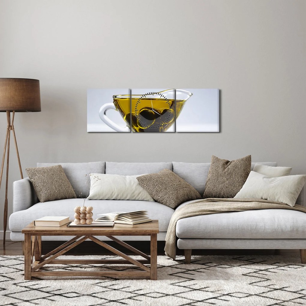 Tablou cu ulie de măsline (cu ceas) (90x30 cm)
