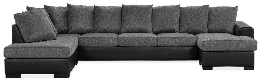Colțar Scandinavian Choice 540Negru, Gri, 380x215x90cm, Picioare: Lemn