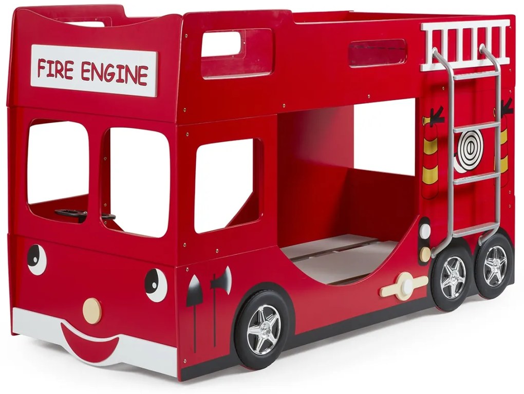 Set CARBED format din Pat copiiul supraetajat NEW FIRE TRUCK și saltelele potrivite.