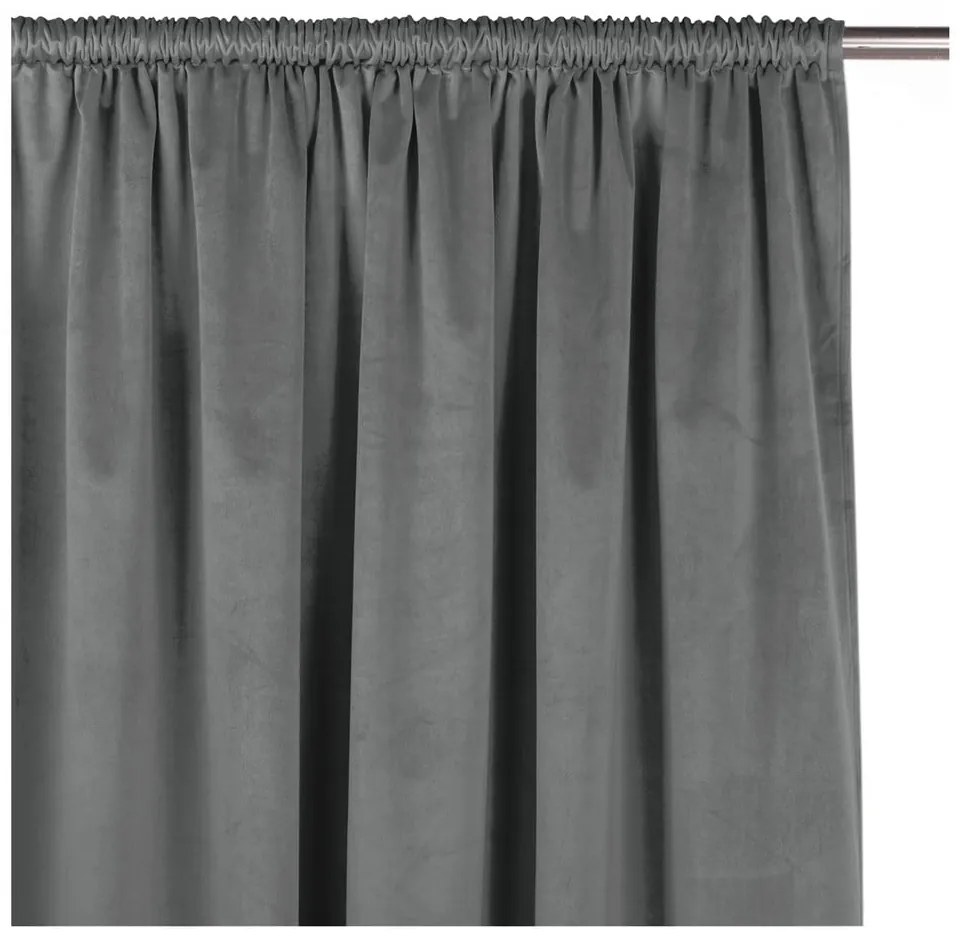 Draperie gri închis dimout (semi-opacă) din catifea 200x250 cm Velto – Filumi