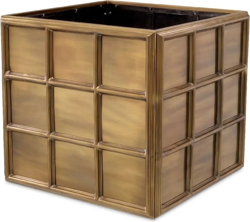 Ghiveci, Vas decorativ din otel inoxidabil Grid M alama vintage