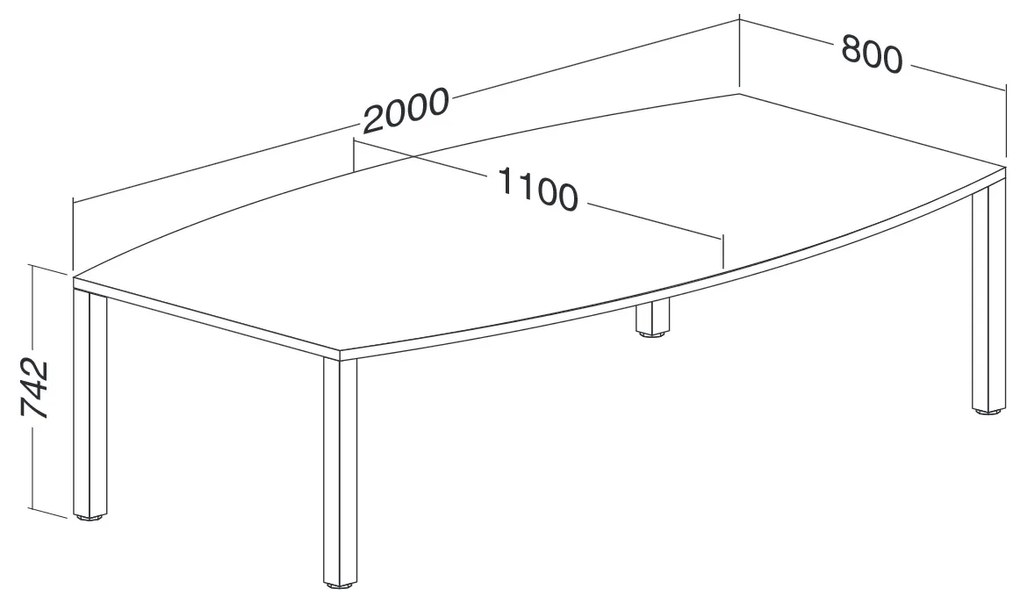Masa de intalnire ProOffice 200 x 110 cm, nuc