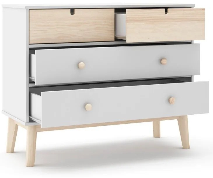 Comodă pentru copii albă joasă 100x81 cm Estefania – Marckeric