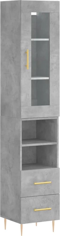 vidaXL Dulap înalt, gri beton, 34,5x34x180 cm, lemn prelucrat