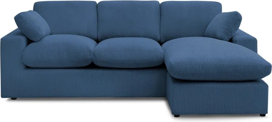 Colțar albastru cu tapițerie din catifea reiată Belair – Bobochic Paris