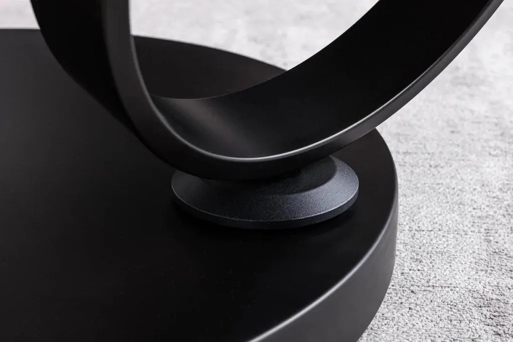 Masuta de cafea moderna cu doua blaturi rotative din ceramica DANCING RINGS 80-135cm