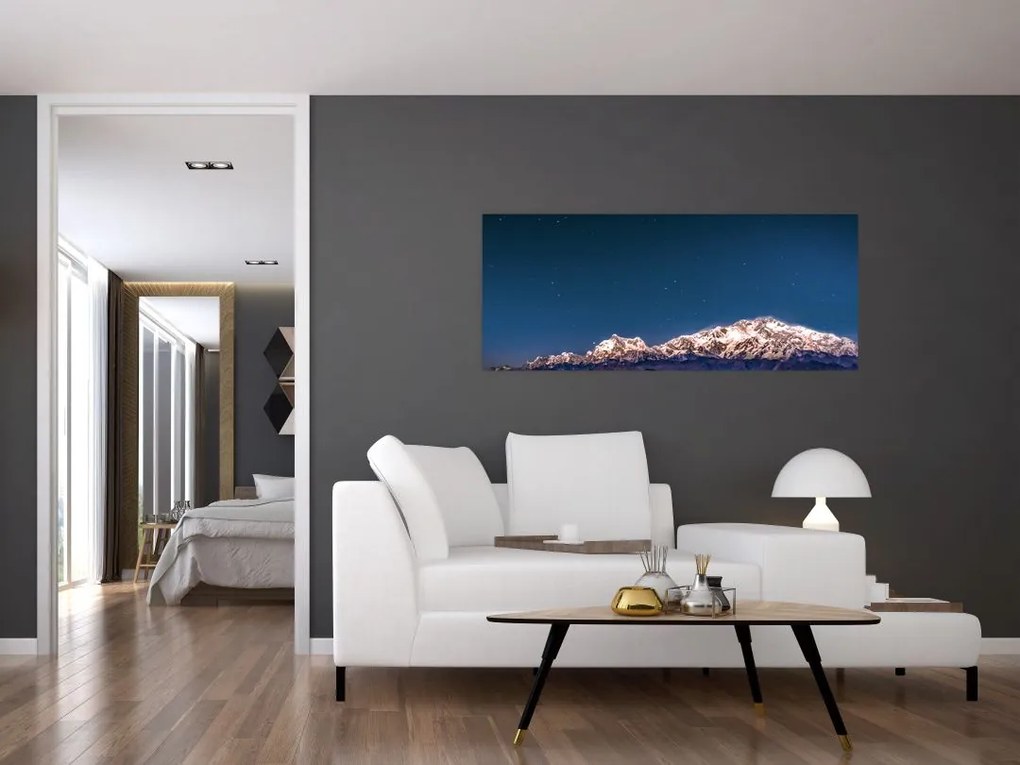 Tablou cu munți și cerul nocturn (120x50 cm)