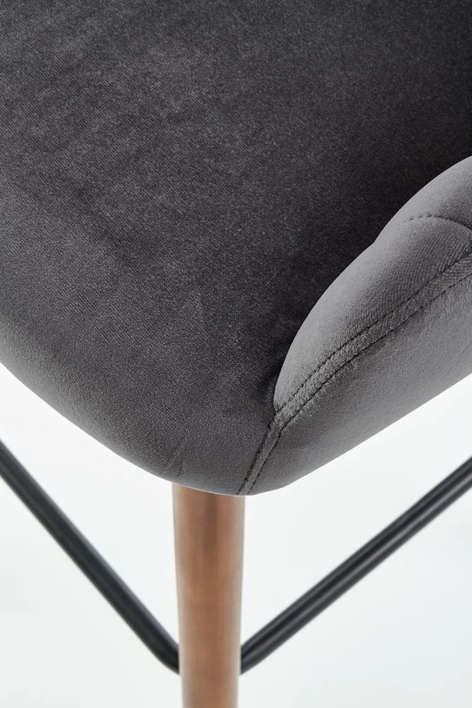 Scaun bar catifea H-93 gri inchis - H 98 cm