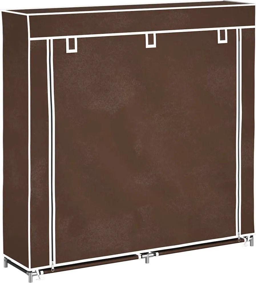 vidaXL Dulap pantofi din material textil cu capac, maro, 115x28x110 cm