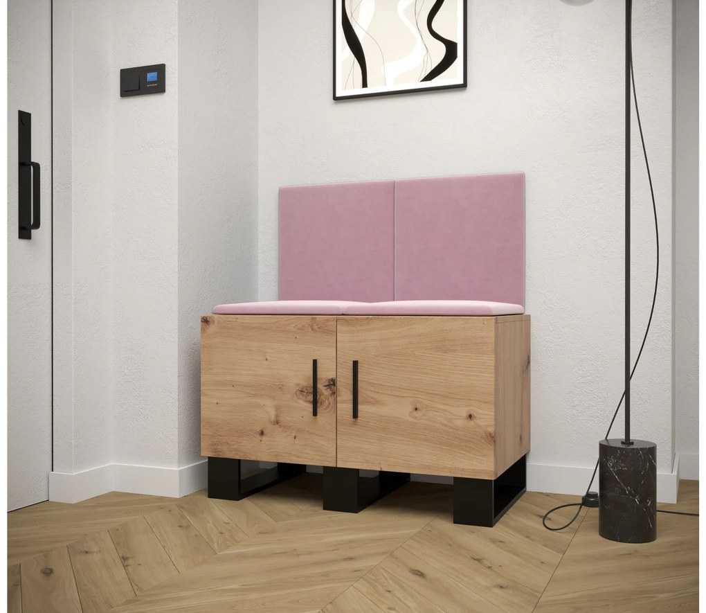 Set mobilier pentru hol Amanda 19 (Stejar artisan + roz). 1086020