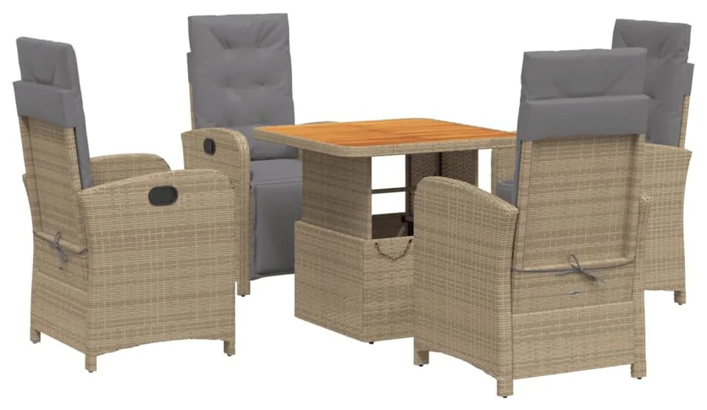 3277364 vidaXL Set mobilier de grădină cu perne, 5 piese, bej, poliratan