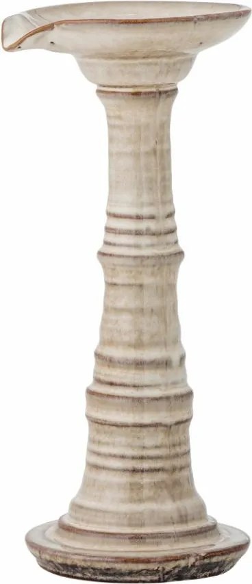 Sfeșnic din ceramică, gri, siluetă sculpturală, glazură reactivă cu nuanțe unice, 25 x 11,5 cm, „Rigby”