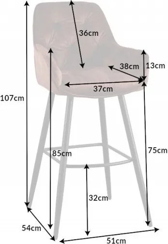 Set 2 scaune de bar Milano catifea maro