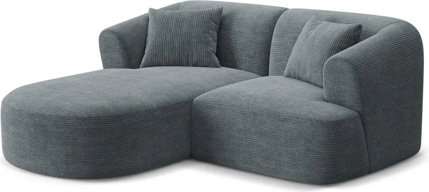 Colțar gri închis cu tapițerie din catifea reiată (cu colț pe partea stângă/cu șezlong) Campi – Cosmopolitan Design