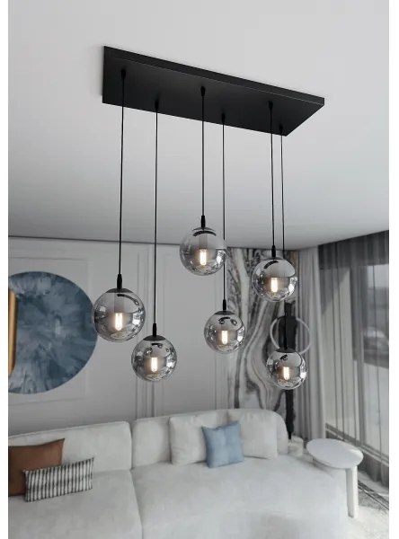 Lustră pe cablu COSMO 6xE14/10W/230V negru/negru fumuriu