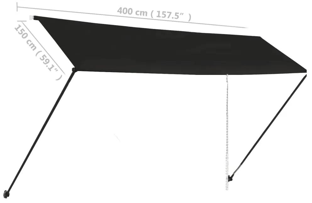 Copertina retractabila cu LED, antracit, 400 x 150 cm Antracit, 400 x 150 cm