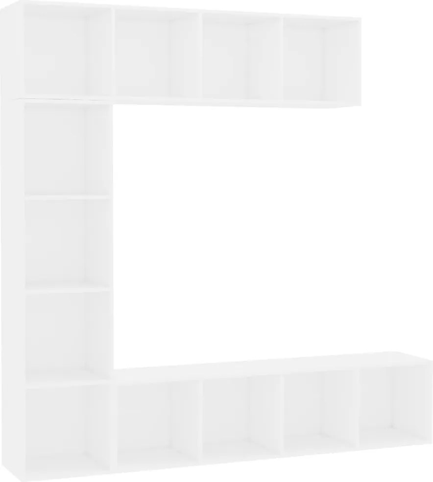vidaXL Set bibliotecă/dulap TV, 3 piese, alb, 180 x 30 x 180 cm