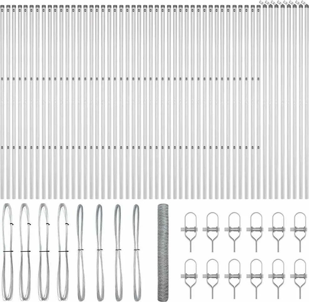 vidaXL Stâlp de gard. Argintiu 100 x 1,4 m (plasă de 36 mm) Oțel