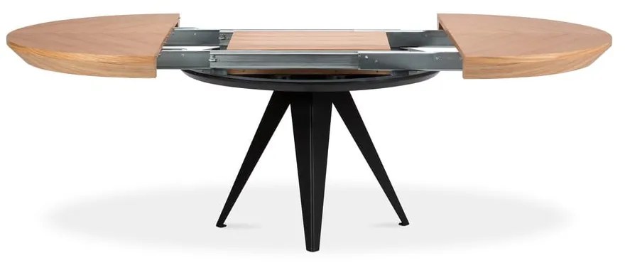 Masă de dining rotundă extensibilă cu blat cu aspect de lemn de stejar cu blat suplimentar ø 120 cm Magnus – Windsor &amp; Co Sofas