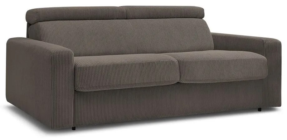 Canapea gri/maro extensibilă cu tapițerie din catifea reiată 195 cm Monaco – Bobochic Paris