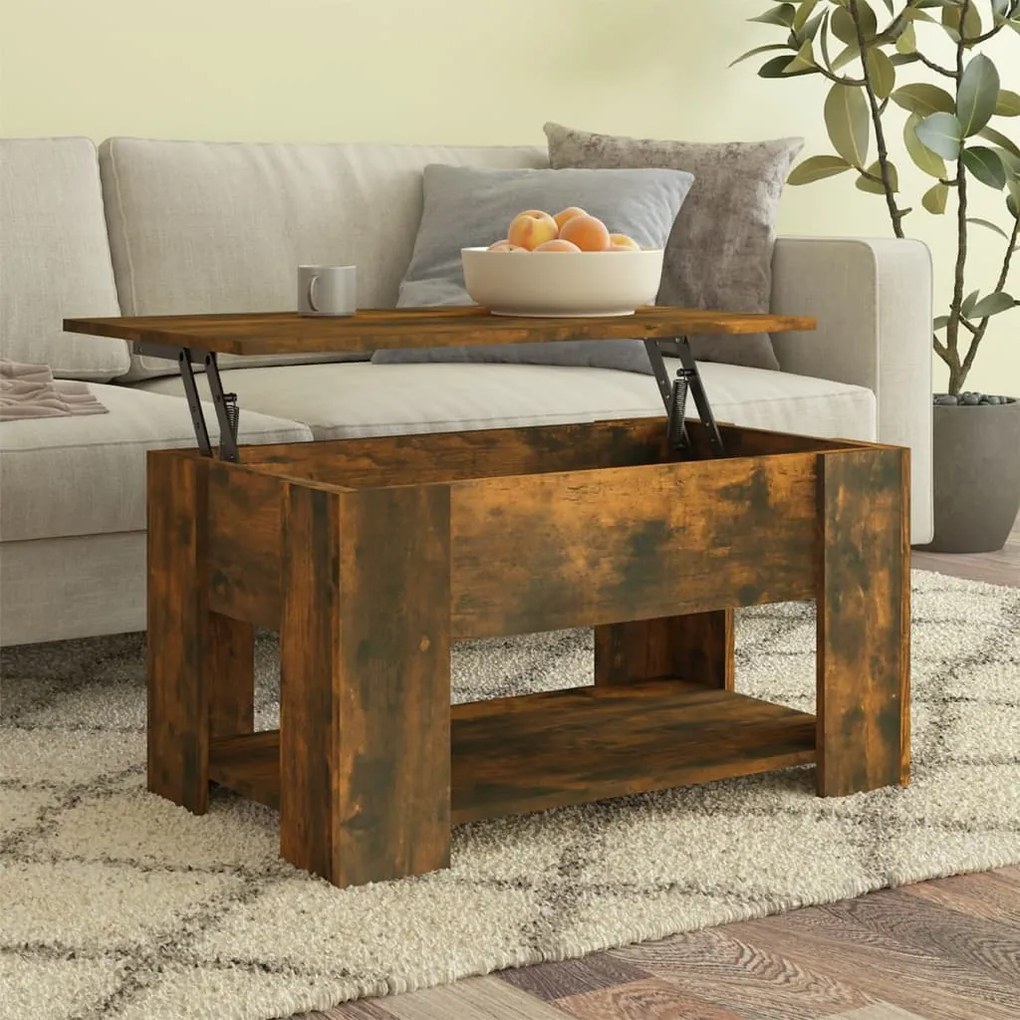 Masuta de cafea, stejar fumuriu, 79x49x41 cm, lemn prelucrat 1, Stejar afumat