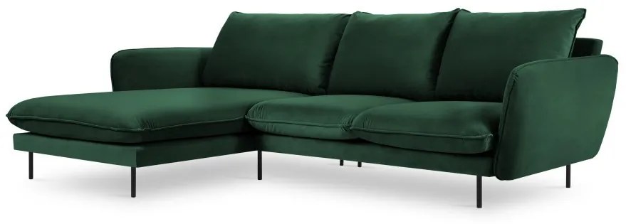 Coltar tapitat Vienna 5 locuri velvet/picioare negre – L255 x l170 x h95