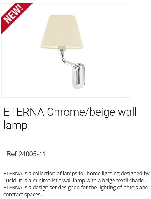 Aplica de perete moderna design elegant ETERNA crom/bej