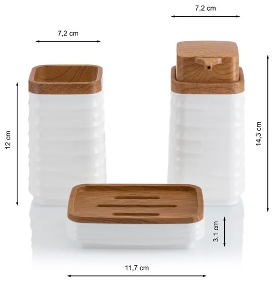 Set de baie WAVE 5 buc. alb/maro