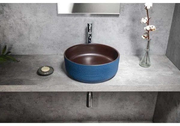 Sapho - Lavoar pentru montaj pe blat PRIORI Ø 41 cm, maro/albastru