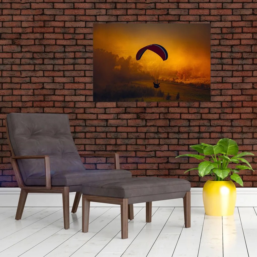 Tablou cu parașutistul în apus de soare (90x60 cm)