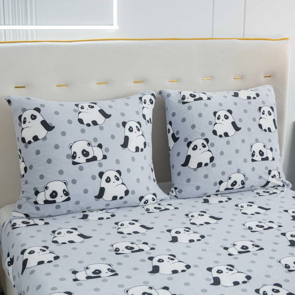 Lenjerie cocolino PANDA gri Dimensiune lenjerie de pat: 70 x 80 cm | 140 x 200 cm