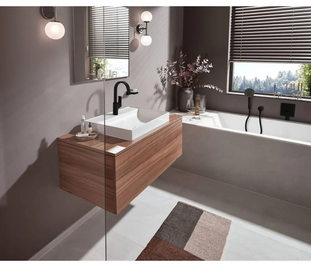 Baterie dus Hansgrohe Vivenis incastrata pentru corp ingropat, negru mat 75415670 Negru mat