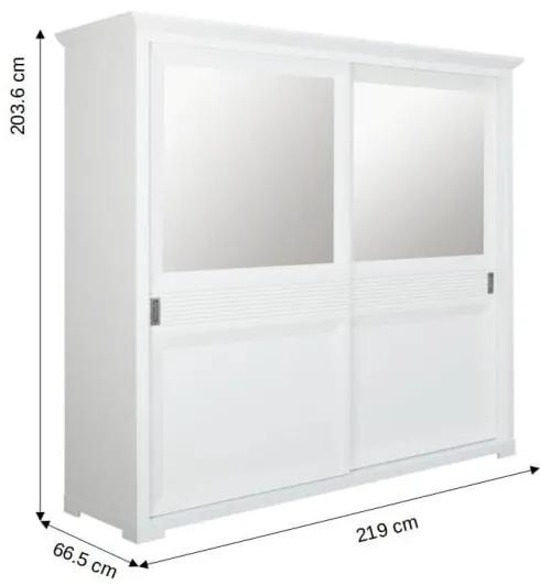 Dulap Dormitor cu 2 usi culisante Verona Bianco, Alb, 219 Cm