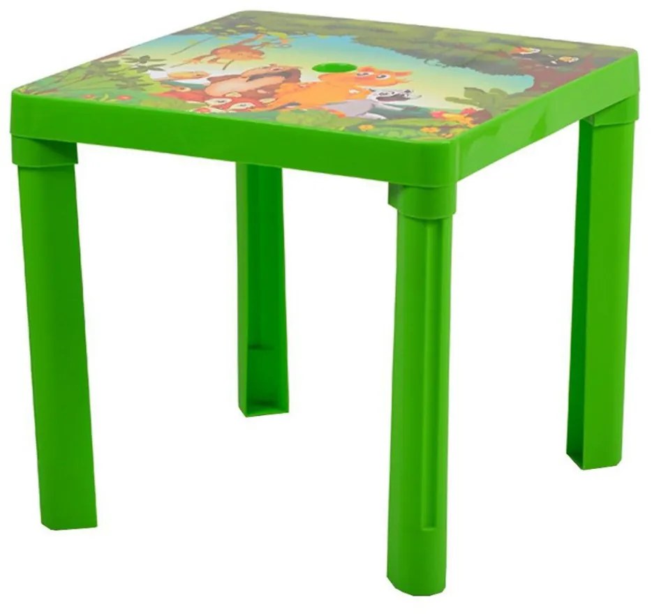 Masuta copii din plastic aditivat Novokids™ Jungle Paradise , pentru interior si exterior, dimensiuni 46x46x43 cm , suprafata antiaderenta,