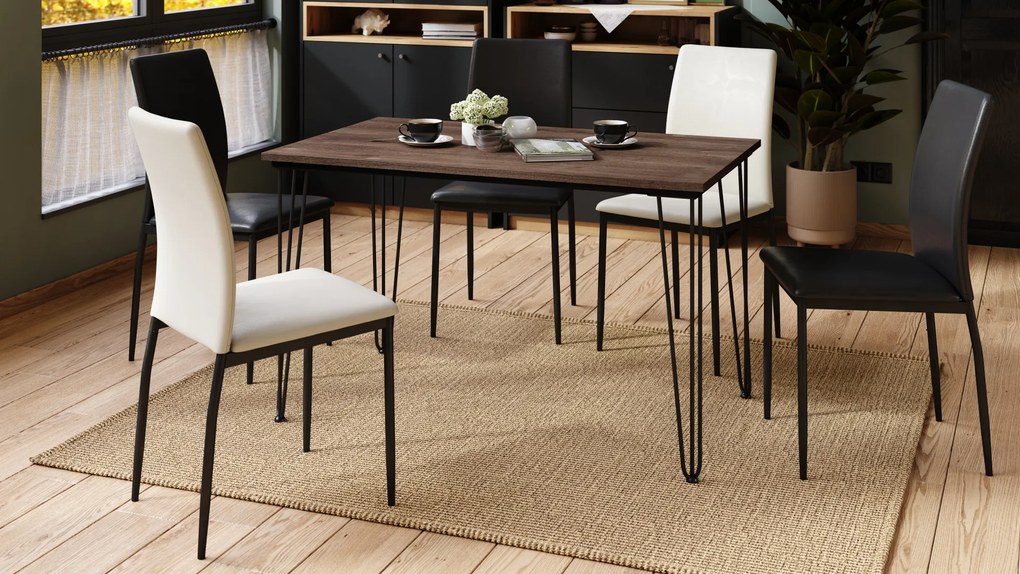 Mazzoni HAIRPIN S-120 Stejar Maro - MASĂ LOFT PENTRU BUCĂTĂRIA SUFRAGERIE LIVING