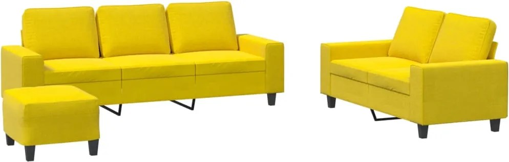 vidaXL Set de canapele, 3 piese, galben deschis, textil