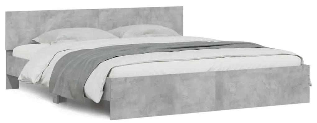 3207458 vidaXL Cadru de pat cu tăblie, gri beton, 200x200 cm