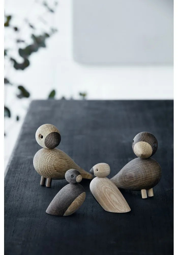Set 2 statuete din lemn masiv de stejar Kay Bojesen Denmark Pair of Sparrows