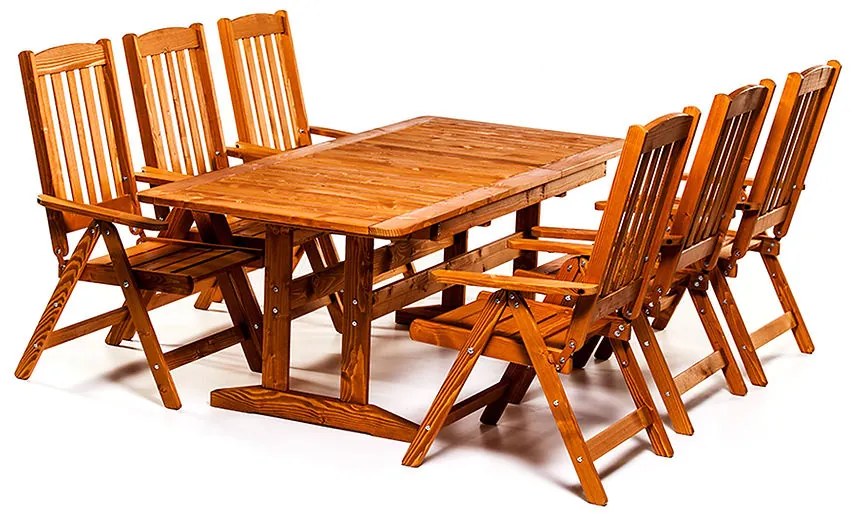 Set mobilier gradina pliabil si extensibil Bonaza, 210 cm, cires, 6 pers.