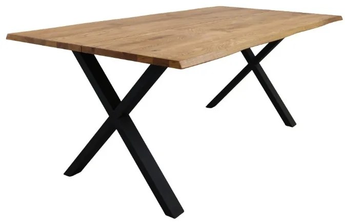 Masa dining AARON din lemn masiv de stejar, 8-12 persoane, stil industrial