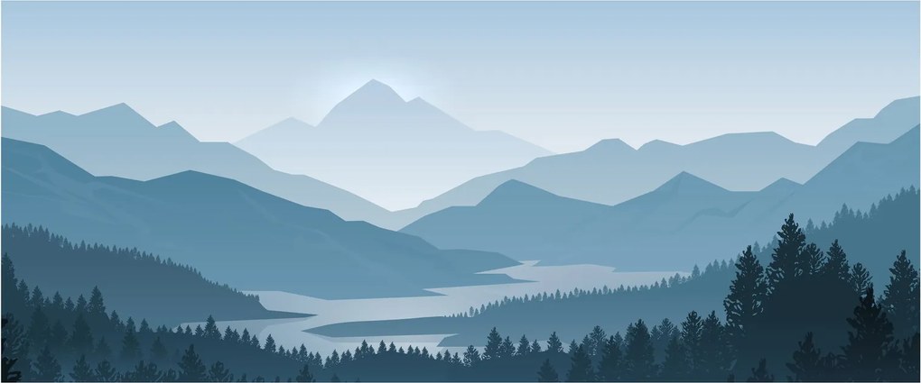 Tablou - Munții cu privirea graficeanului (120x50 cm)