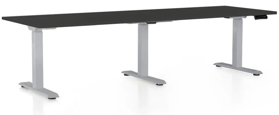 Masa inaltime reglabila OfficeTech Long, 240 x 80 cm, bază gri, negru