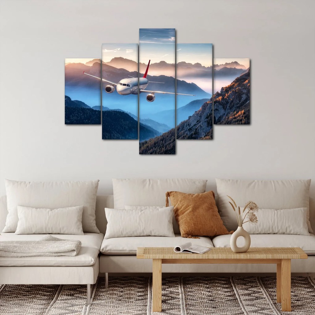 Tablou - Avion peste crestele montane (150x105 cm)