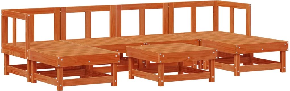 vidaXL Set de lounge pentru grădină 7 pcs Maro Ceară Lemn masiv de pin