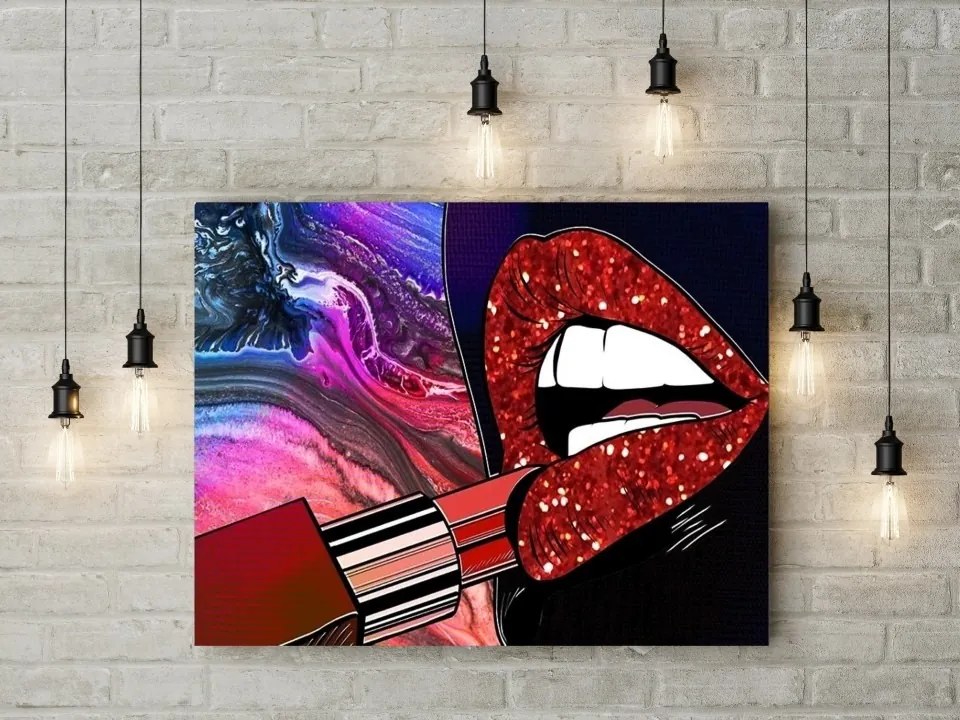 Tablou canvas Lipstic Lips Dark 120x80 cm